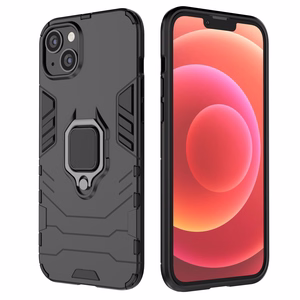Ring Armor viedtālruņa apvalks iPhone 14 bruņu vāciņš ar magnētisko turētāju un gredzenu melns