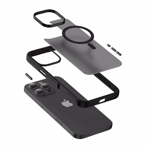 Crong Hybrid Frost MAG MagSafe vāciņš ierīcei iPhone 16, melns