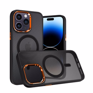 Tel Protect Magnetic Carbon maciņš iPhone 13 Pro melns-oranžs
