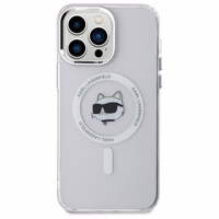 Karl Lagerfeld IML Metāla Choupette galva MagSafe apvalks iPhone 14 Pro Max - balts