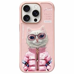 Nimmy Cool&Cute 2.0 Kaķa viedtālruņa apvalks iPhone 16 Pro Max - rozā