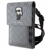 Karl Lagerfeld apvalks KLWBSAKHPKG soma - sudraba Saffiano monogramma Ikonik