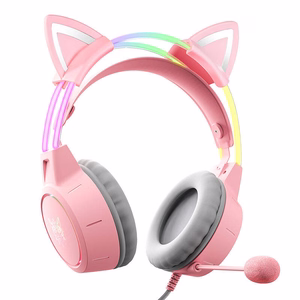 ONIKUMA X15Pro spēļu austiņas rozā/kaķu ausis