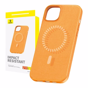Магнитный чехол для iPhone 15 Plus Baseus Fauxther Series (Оранжевый)