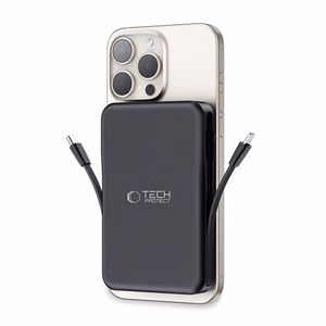 Tech-Protect LifeMag PB31 внешний аккумулятор с MagSafe 10000mAh 15W USB-C / USB-A / встроенные кабели USB-C / Lightning - Чёрный