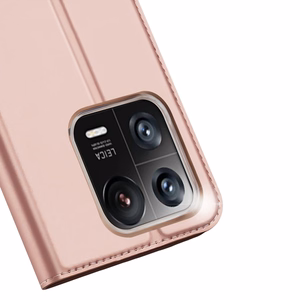 Dux Ducis Skin Pro viedtālruņa apvalks Xiaomi 13 Pro ar kartes turētāju un statīvu rozā