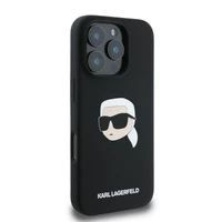 Viedtālruņa apvalks Karl Lagerfeld Silikona Karl Head Print MagSafe iPhone 16 Pro Max - melns