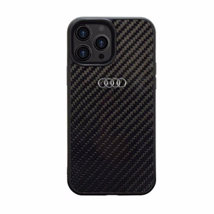 Audi Oglekļa šķiedras iPhone 14 Pro 6.1" melns/melns cietais apvalks AU-TPUPCIP14P-R8/D2-BK