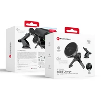 FORCELL F-GRIP ātrās uzlādes magnētiskais automobiļa turētājs priekšējā stikla / ventilācijas atverei ar bezvadu uzlādi saderīgs ar MagSafe Qi2 15W pelēks