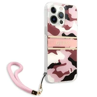 Guess GUHCP13LKCABPI iPhone 13 Pro / 13 6.1" rozā/rozā cietais apvalks Camo Strap Collection