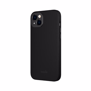 Moshi Napa vāciņš ierīcei iPhone 14 Plus, saderīgs ar MagSafe, no vegānās ādas, “Midnight Black” krāsā
