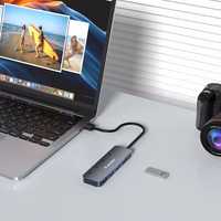 USB-A Hub Wozinsky WHS080YSS 4 x USB-A 3.0 ar atsevišķiem slēdžiem, alumīnijs, ar 30 cm kabeli - pelēks