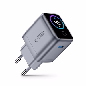Tech-Protect PowerVision NC45W-GaN 1 pieslēgvietu sienas lādētājs, PD 45W – tumši pelēks