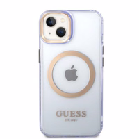 Guess GUHMP14SHTCMU iPhone 14 6.1" violeta/violeta cietais apvalks Zelta kontūra Caurspīdīgs Magnētiskais