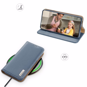 Dux Ducis Hivo ādas atverams vāciņš īstas ādas maks kartēm un dokumentiem Samsung Galaxy S22 + (S22 Plus) zils