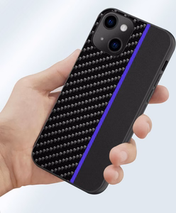 Tel Protect CARBON Case for Iphone 12 Pro Max Black with blue stripe