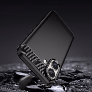 Carbon viedtālruņa apvalks iPhone 16 silikona apvalks - melns