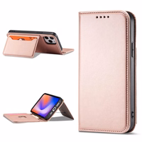 Magnētiskais karšu apvalks iPhone 12 Pro Max maciņš karšu maks karšu turētājs rozā