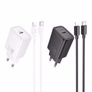 Lādētājs Hoco N62 30W GaN USB-C + USB-C uz Lightning kabelis 1.0m, balts