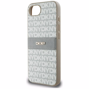 DKNY atkārtota tekstūras raksta ar tonālām svītrām iPhone 16e apvalks - bēšs