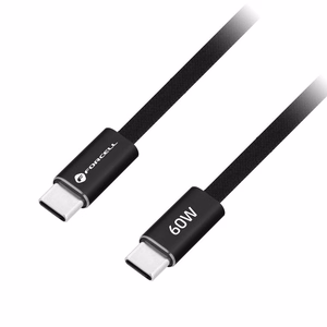Kabelis USB C uz USB C Forcell F-Energy QC4.0 PD 3A 60W Cafule Flat 1,2 m CCFN23 melns