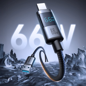 Joyroom S-A16 Pro Prism sērijas 66W USB-A - USB-C kabelis ar ekrānu 1,2 m - melns