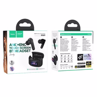 HOCO bezvadu austiņas bluetooth ar skārienekrānu TWS ANC + ENC EQ21 pusnakts melnas