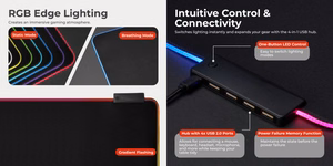 RGB spēļu peles paliktnis ar USB centrmezglu, 800x300