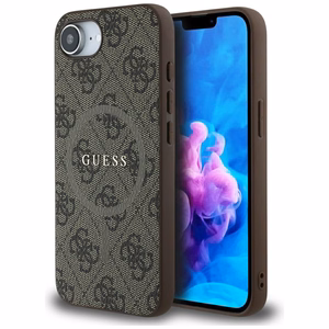 Guess 4G Ring Classic Logo Magnētiskais viedtālruņa apvalks iPhone 16e - brūns