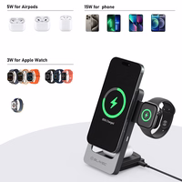 Blavec indukcijas lādētājs BQI-05 Qi 15W magnētiskais Magsafe 3 in 1 UniCharge (BQI05-QIMS) sudraba krāsā