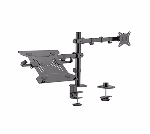 Gembird MA-DA-03 regulējams galda turētājs ar monitora kāju un klēpjdatora paliktni (grozāms, noliecams), 17”–32”, līdz 9 kg