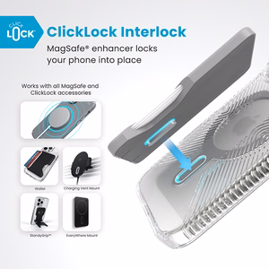 Speck Presidio Perfect-Clear Grip ClickLock & MagSafe vāciņš ierīcei iPhone 16 Pro, caurspīdīgs / hroma apdare / Serene Silver