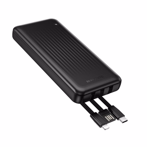 Borofone Portatīvais lādētājs BJ79 Clever - USB - ar Type C un Lightning kabeliem melns
