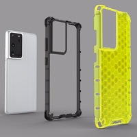 Šūnveida dizaina viedtālruņa apvalks bruņots pārsegs ar gēla rāmi Samsung Galaxy S22 Ultra zils