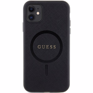 Guess GUHMN61PSAHMCK apvalks iPhone 11 / Xr - melns Saffiano MagSafe