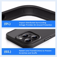 Rock Guard sērijas viedtālruņa apvalks Iphone 16 Plus caurspīdīgs-melns