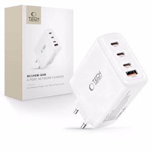 Tech-Protect NC140W-GAN 4 portu 140 W sienas lādētājs - balts