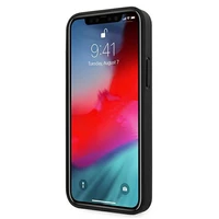 BMW Ādas izliekts perforēts viedtālruņa apvalks iPhone 12 mini - melns