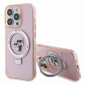 Karl Lagerfeld KLHMP15XHMRSKCP iPhone 15 Pro Max 6.7" rozā ar statīvu Viedtālruņa apvalks Karl&Choupette MagSafe