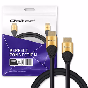 Qoltec 50354 HDMI v2.1 kabelis ātrā ātruma 8K, 60 Hz, 30AWG, zļotains, 1 m