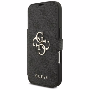 Guess Book 4G Metal Logo viedtālruņa apvalks iPhone 17 Pro - melns
