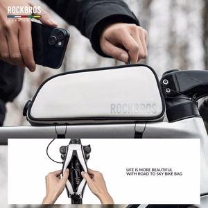 Rockbros TL004 ROAD TO SKY 0.7L ūdensizturīga velosipēda rāmja soma - balta