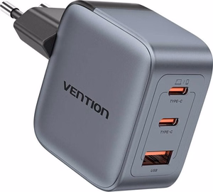 GaN Vention USB-C+C+A 70W lādētājs (pelēks)