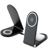Mercedes Silver Stars MagSafe salokāms 2in1 15 W induktīvais lādētājs - melns