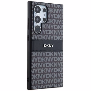 DKNY ādas Mono Stripe un Metal Logo viedtālruņa apvalks Samsung Galaxy S24 Ultra - melns