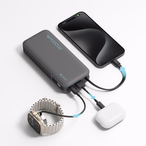Cuktech CUKP200NGLDG 55W 20000mAh Portatīvais lādētājs ar iebūvētu USB-C kabeli - pelēks