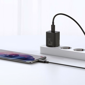 Baseus Super Si ātrās uzlādes lādētājs Quick Charge 3.0 Power Delivery 25W 3A + kabelis USB Type C - USB Type C 3A 1m melns