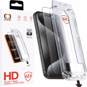 Tel Protect Dust-Free Easy Fit Full Glue 6D Tempered Glass for Iphone 15 black