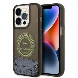 Karl Lagerfeld Šķidrs spīdums RSG viedtālruņa apvalks iPhone 14 Pro - melns