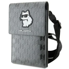 Karl Lagerfeld apvalks KLWBSAKHPCG rokassoma - sudraba Saffiano monogramma Choupette